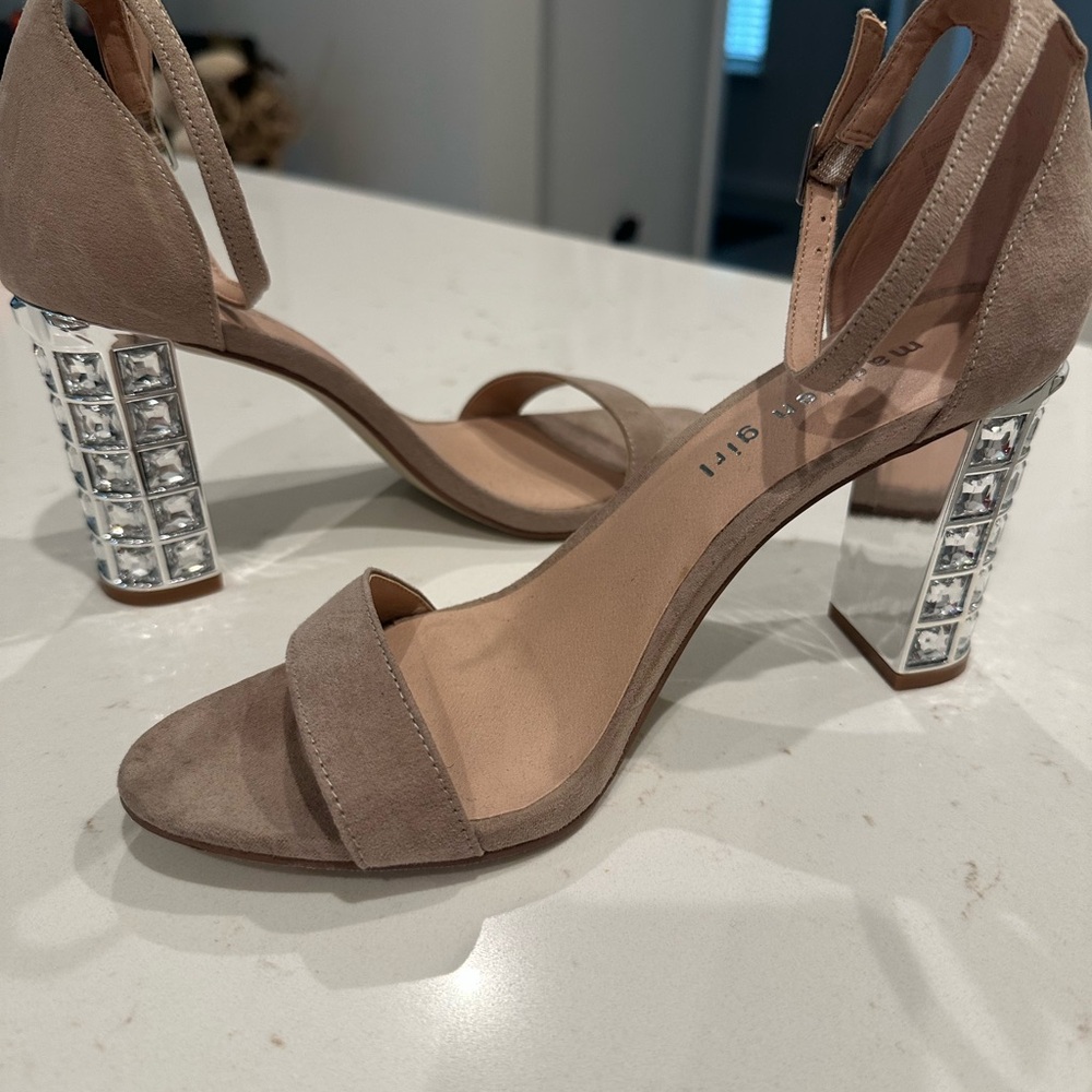 Madden Girl Taupe and Silver Block Heels